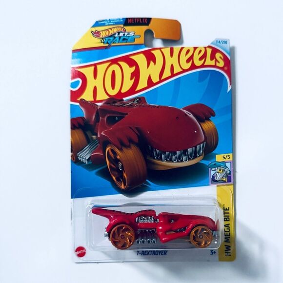 T-Rex Dinosaur Hot Wheels T-Rextroyer 2024 HW Mega Bite Collection Red Car‎ - Picture 1 of 3